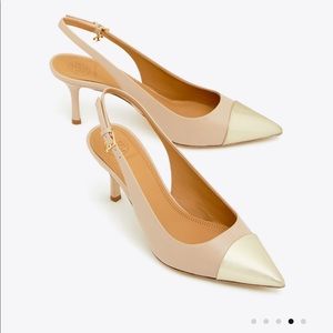 PENELOPE METALLIC CAP-TOE SLINGBACK PUMP